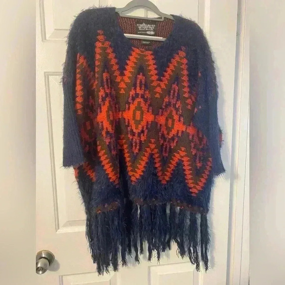 Powder River Outfitters Soft Fuzzy Southwestern Aztec Fringe Longline Sweater - Picture 1 of 13